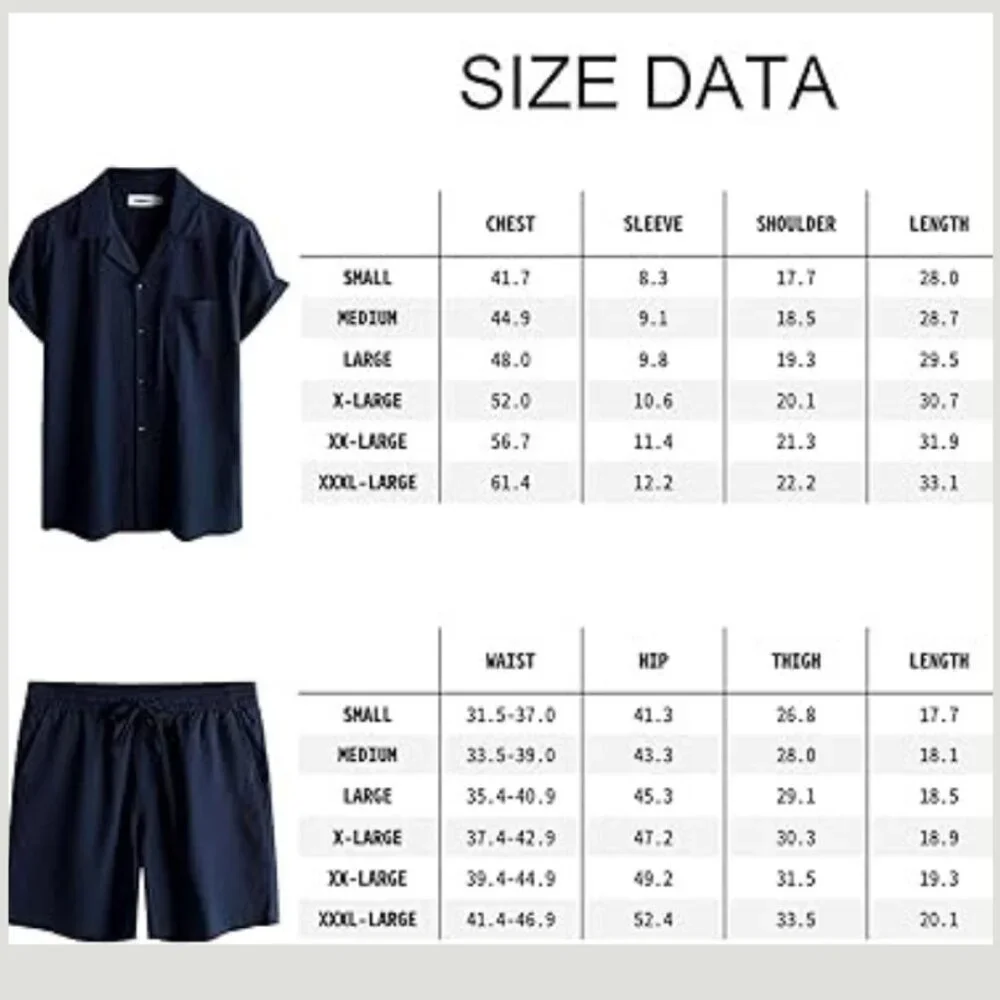 Men's Casual 2 Piece Outfits Short Sleeve Button Down Summer Set - Picture 7 of 7